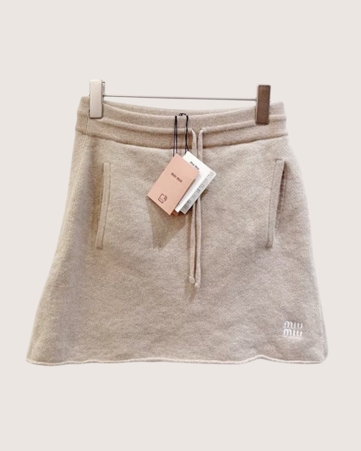 Miu Miu Cashmere Mini Skirt Beige/Ecru FR 38