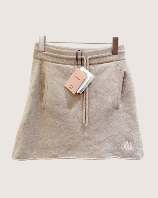 Miu Miu Cashmere Mini Skirt - Beige/Ecru