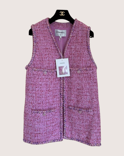 Chanel 22P Braid-Trim Tweed Vest