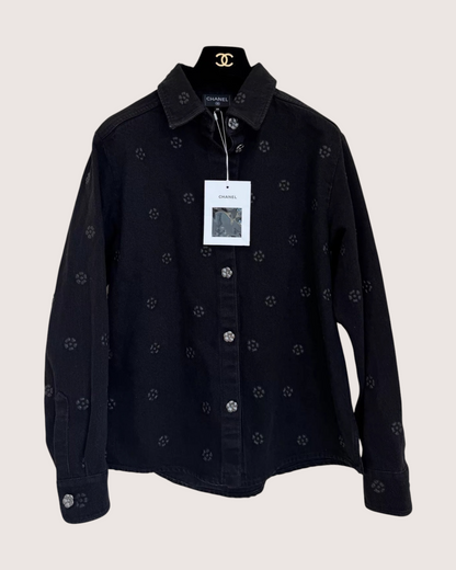 Chanel 23K Camellia Denim Jacket