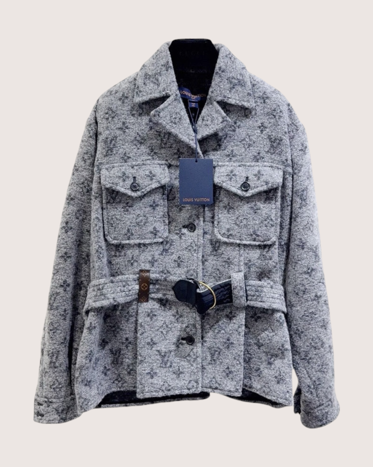 Louis Vuitton Monogram Wool Jacket Grey FR 34