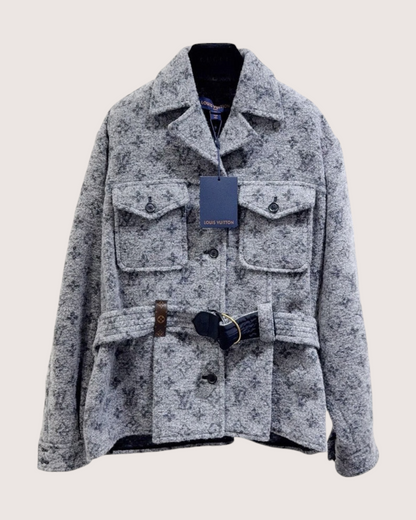Louis Vuitton Monogram Wool Jacket Grey FR 34
