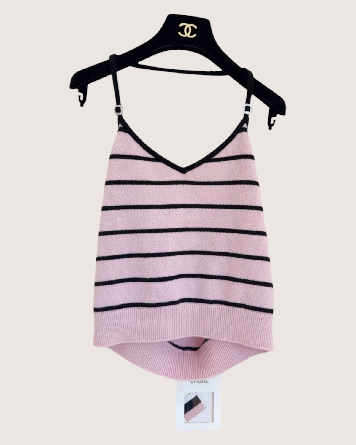 Chanel 25S Striped Cashmere Vest Pink, Black FR 40