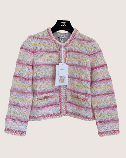 Chanel 24C Confetti Heart Cardigan Pink, Beige/Ecru, Multicolor FR 36