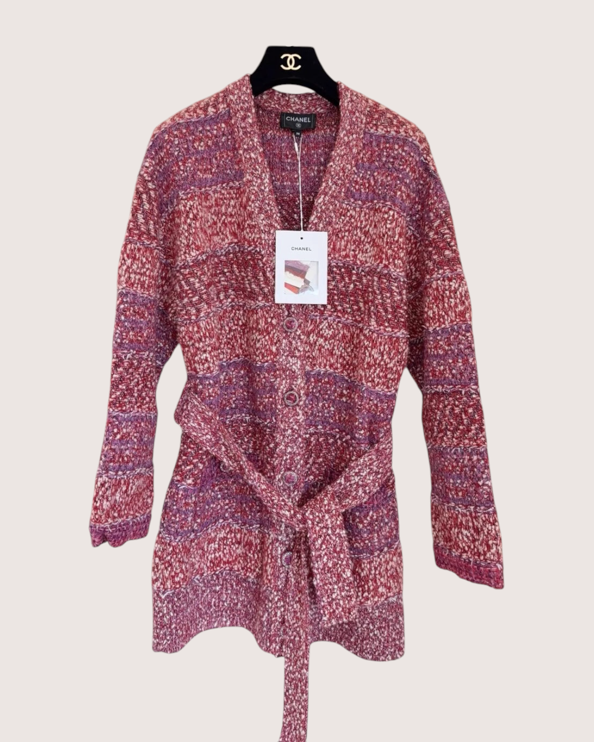 Chanel 23B Belted Cashmere Long Cardigan