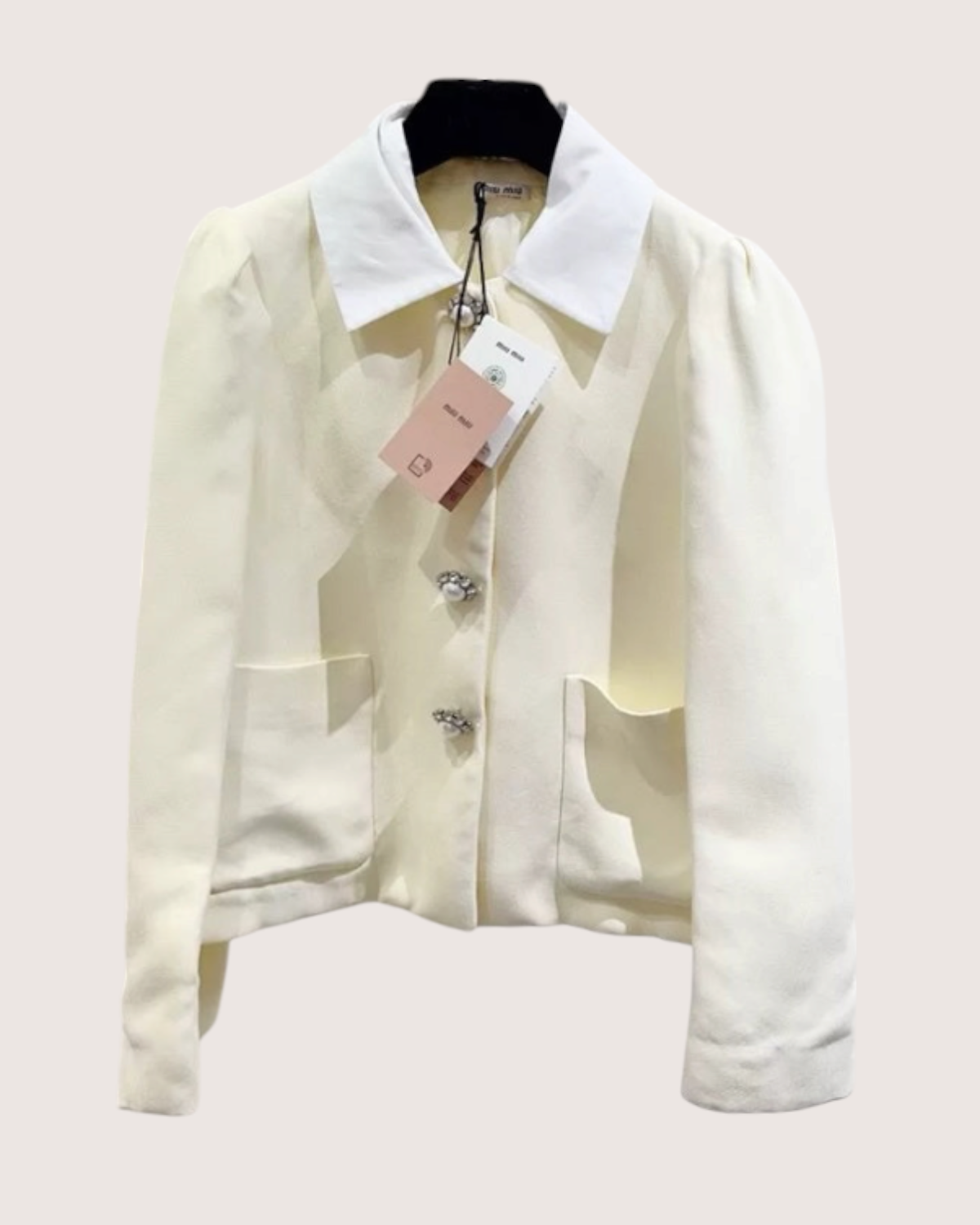 Miu Miu Wool Puff-Sleeve Jacket Yellow FR 34