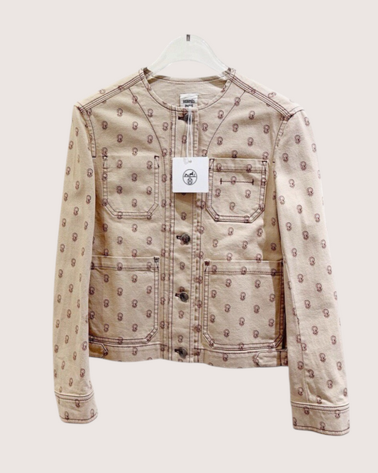 Hermès Denim Jacket Beige/Ecru, Burgundy FR 32