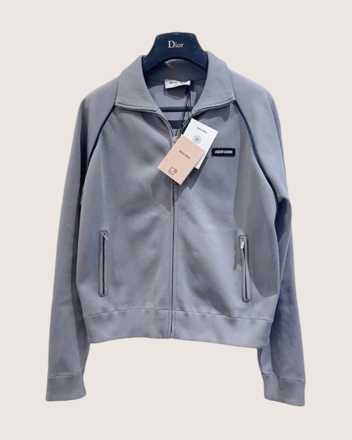 Miu Miu Zip-Up Track Jacket Grey FR 38