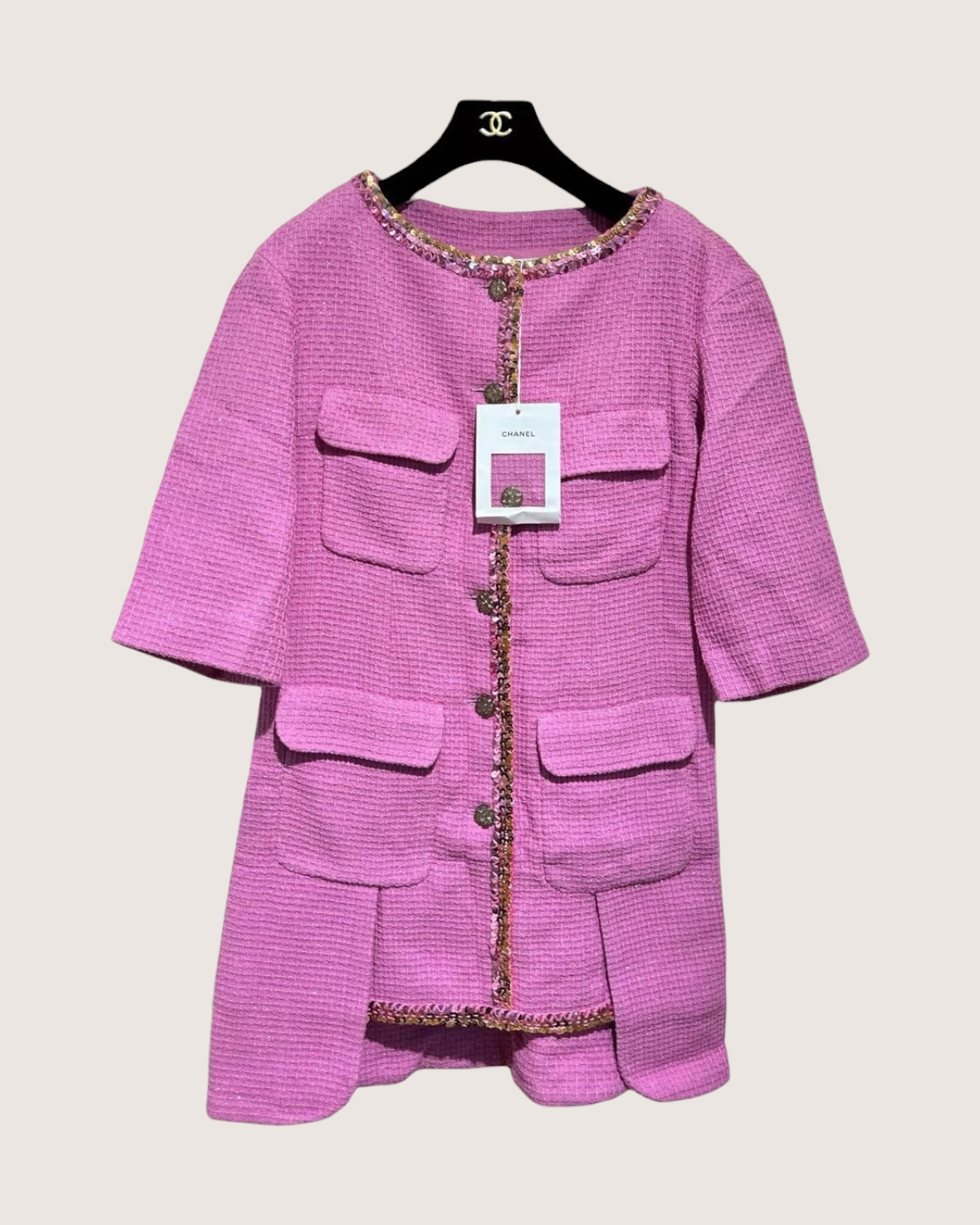 Chanel 22S Sequin-Trim Tweed Mini Dress