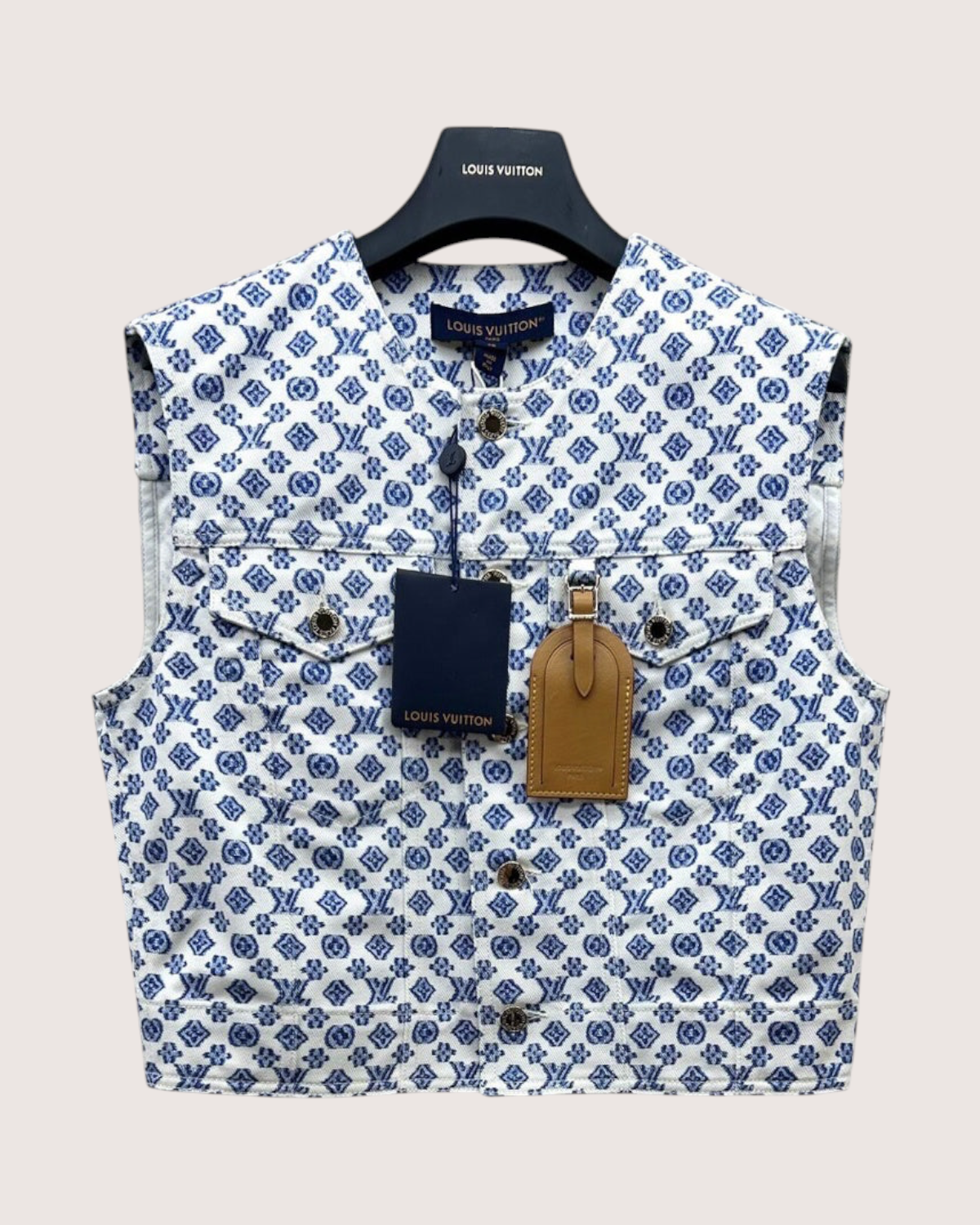 Louis Vuitton Denim Monogram Vest Blue, White FR 38