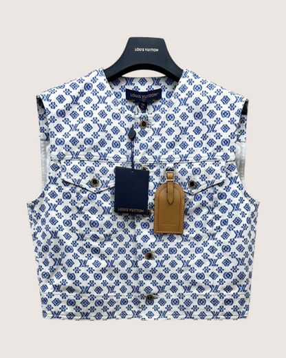 Louis Vuitton Denim Monogram Vest Blue, White FR 38