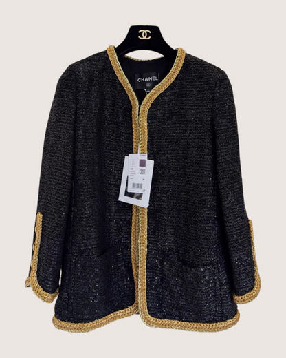 Chanel Sequin Jacket Black, Gold FR 40