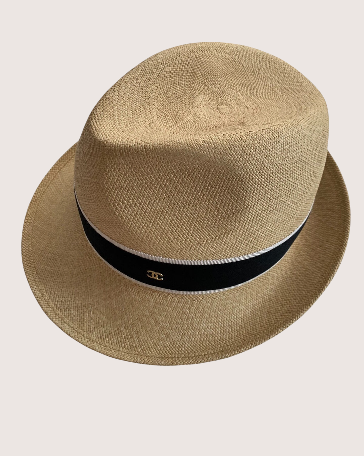 Chanel Straw Hat Beige/Ecru, Black One Size
