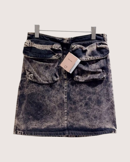Miu Miu Acid-Wash Denim Mini Skirt Grey, Beige/Ecru, Black FR 36