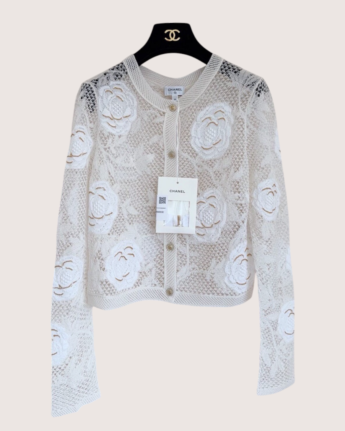 Chanel 26C Camellia Cardigan White FR 34