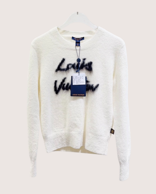 Louis Vuitton Wool Logo Sweater - Beige/Ecru, Navy