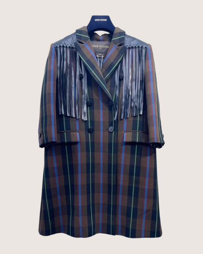 Louis Vuitton Plaid Wool Coat Brown, Multicolor FR 36