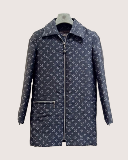 Louis Vuitton Monogram Zip-Up Coat Navy FR 34