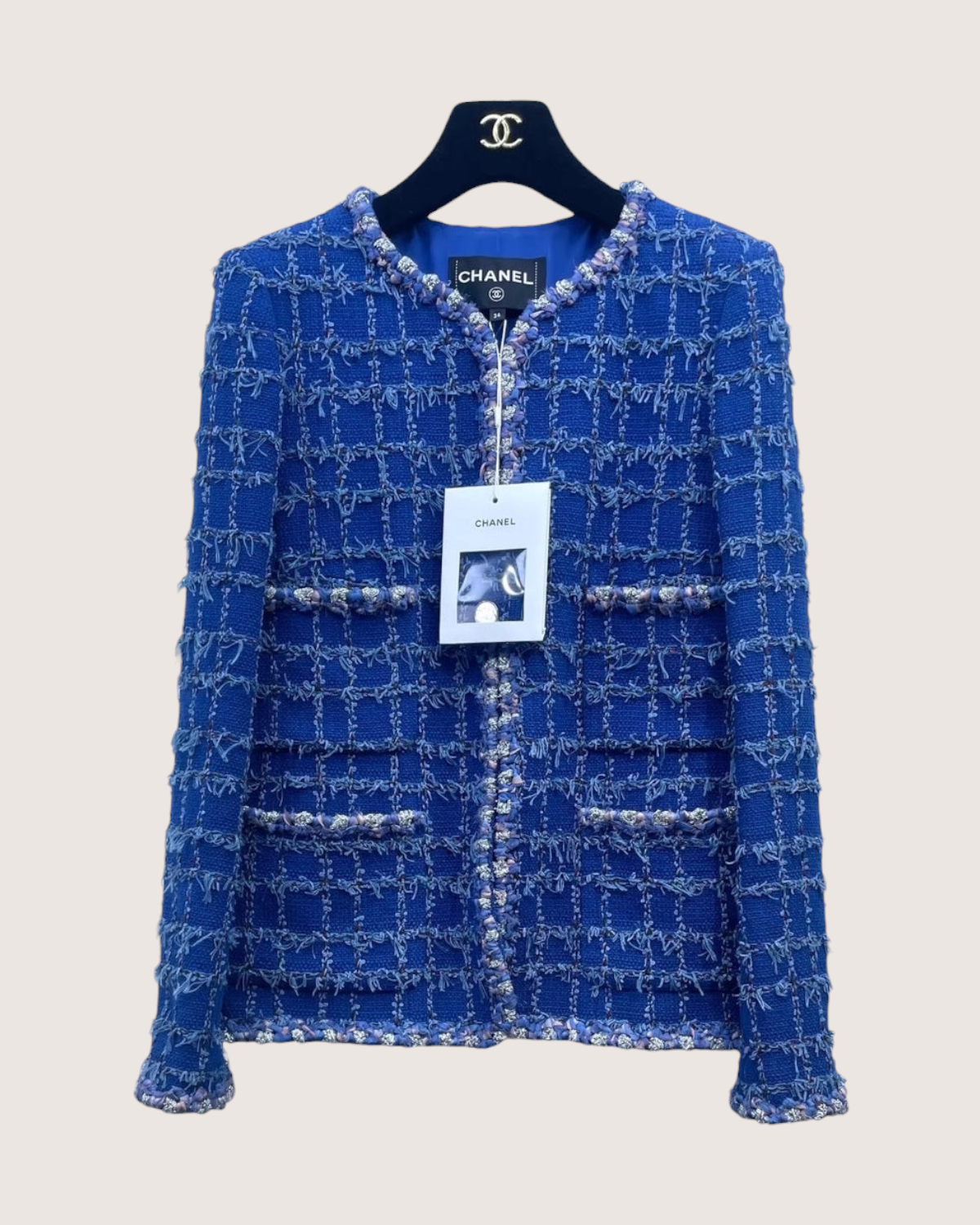 Chanel 23C Fringe Four-Pocket Tweed Jacket