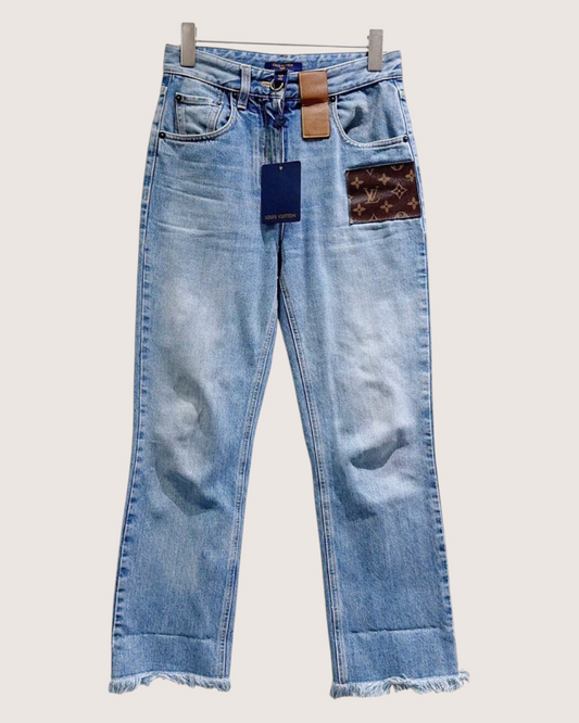 Louis Vuitton Straight Denim Jeans Blue, Brown FR 32