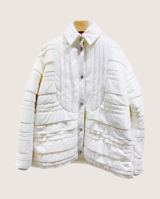 Chanel 19K Tiered Quilted Jacket - White