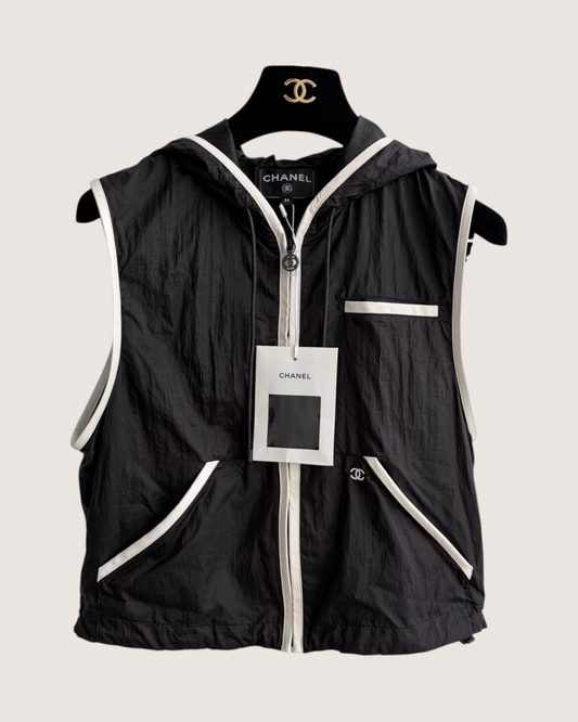 Chanel 26M Coco Beach Hooded Vest - Black, Beige/Ecru
