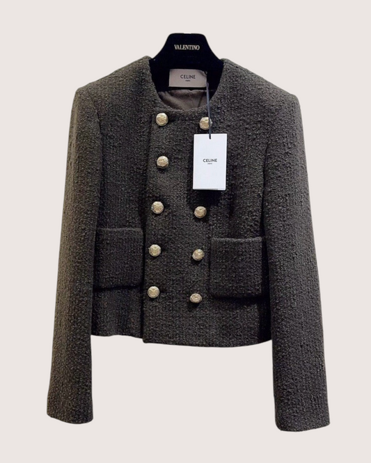 Celine Tweed Jacket Grey FR 36