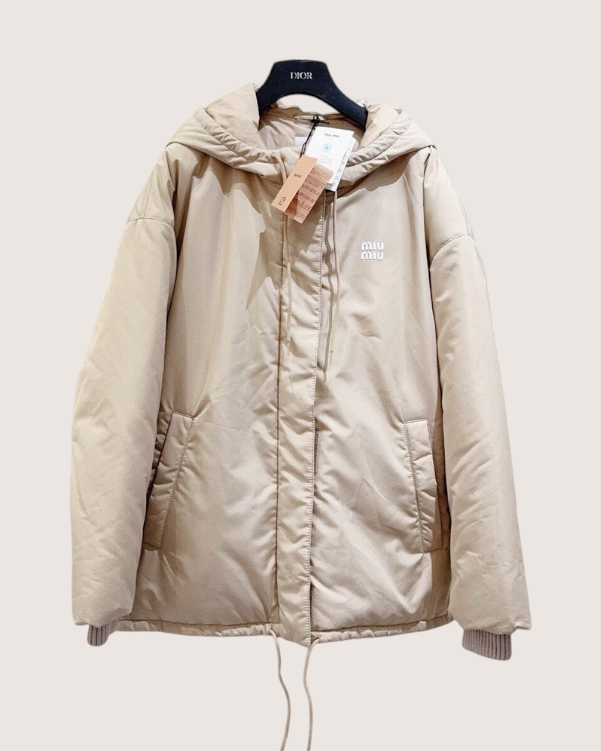 Miu Miu Hooded Padded Jacket Beige/Ecru FR 32