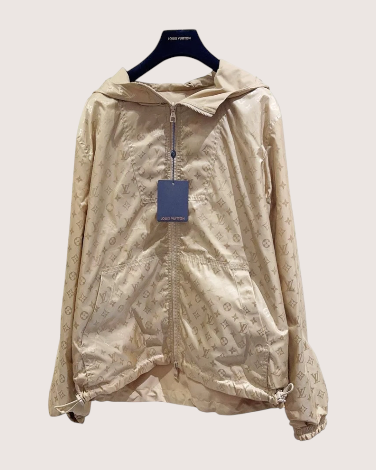 Louis Vuitton Monogram Hooded Windbreaker Jacket Beige/Ecru FR 46