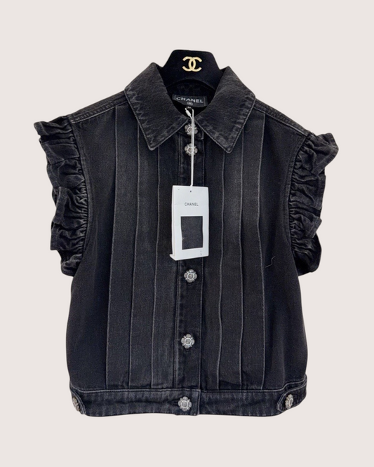 Chanel 24A Denim Vest Black, Grey FR 34