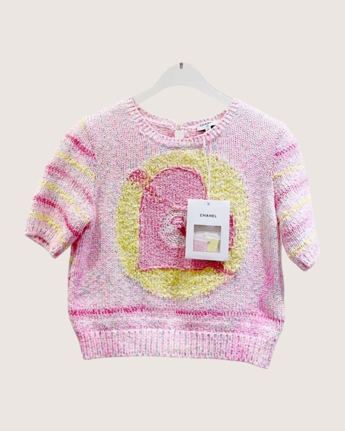 Chanel 24C Tweed Heart Sweater Pink, Yellow, Multicolor FR 38