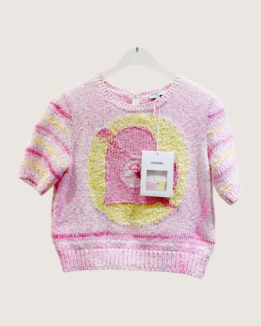 Chanel 24C Tweed Heart Sweater Pink, Yellow, Multicolor FR 38
