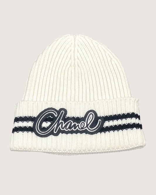 Chanel 24B Cashmere Beanie - White, Black, Beige/Ecru