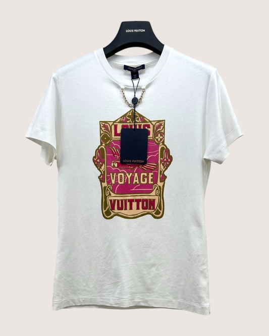 Louis Vuitton Voyage Chain T-Shirt White, Burgundy, Gold FR 36