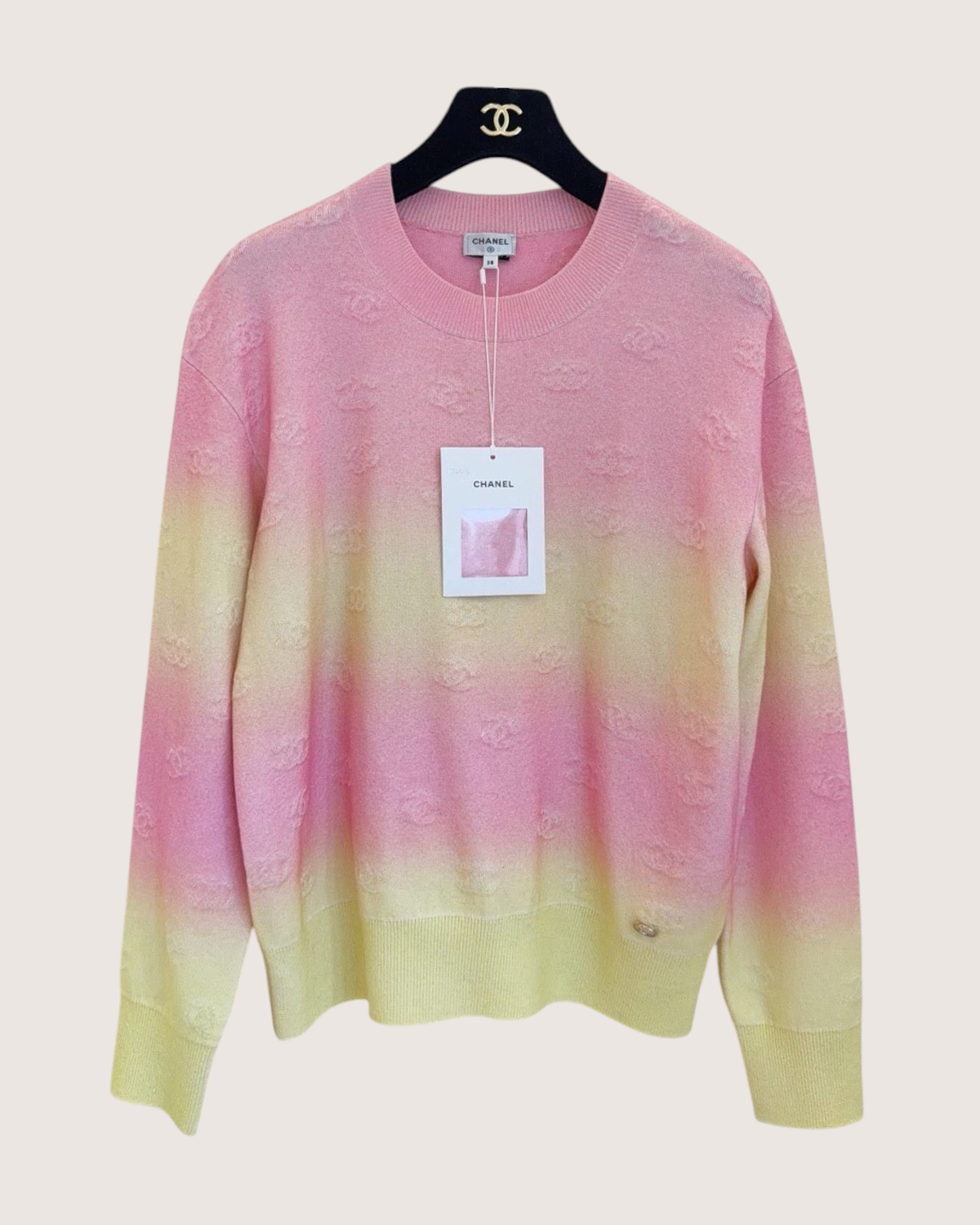 Chanel 24C Cashmere Gradient CC Sweater Pink, Yellow FR 38