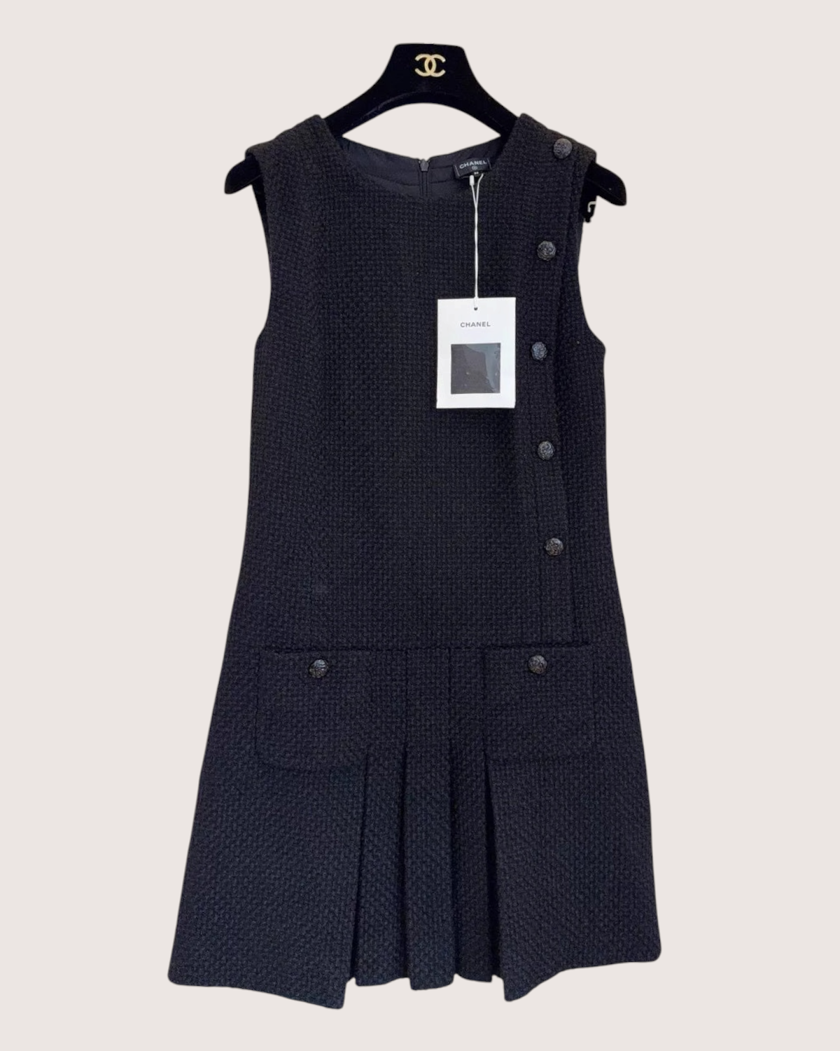 Chanel 25A Tweed Pleated Dress