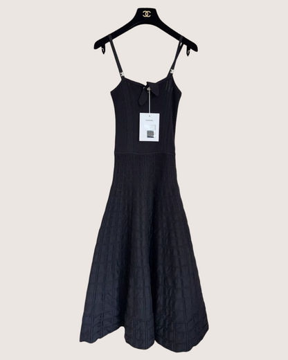 Chanel 25B Bow Mid-Length Dress Black FR 34