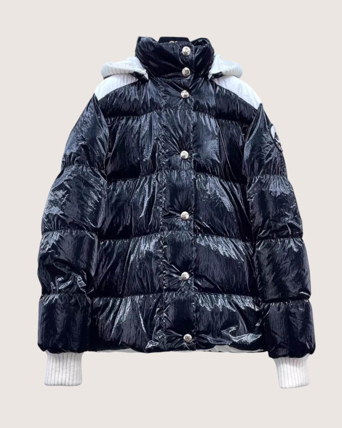 Chanel 25N Coco Neige Puffer Jacket Black, White FR 38