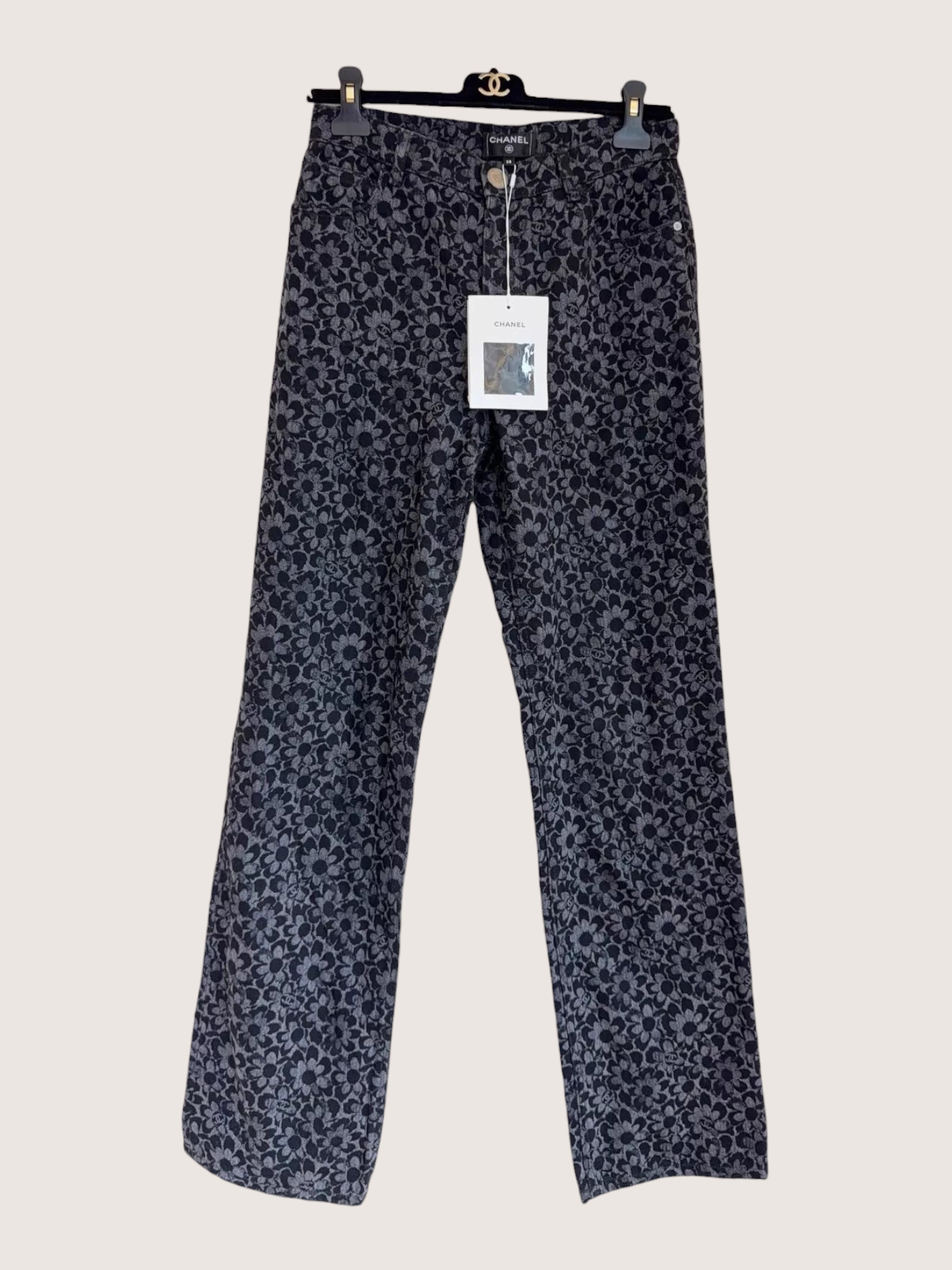 Chanel 24B Camellia Denim Trousers