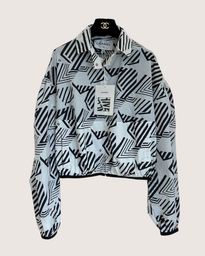 Chanel 23M Coco Beach Star-Stripe Cropped Jacket Black, White FR 36