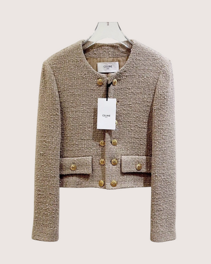 Celine Tweed Jacket Beige/Ecru, Grey FR 38