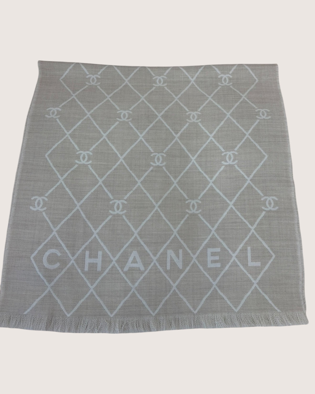 Chanel 26P Quilted Plaid Scarf Beige/Ecru, White One Size
