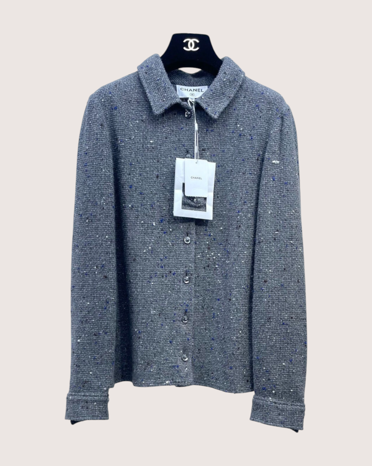 Chanel 24A Tweed Shirt Grey, Multicolor FR 34