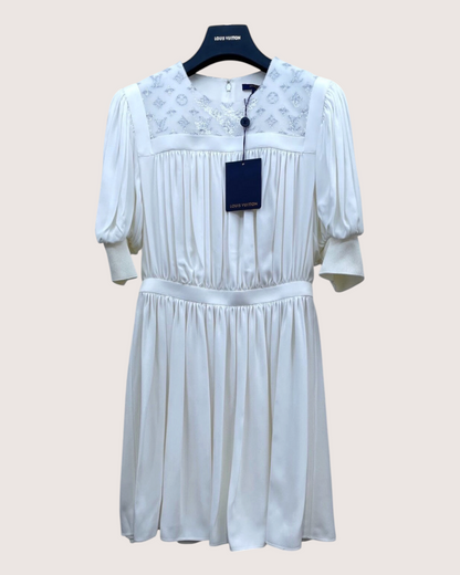 Louis Vuitton Sequin Monogram Mini Dress White, Silver FR 36