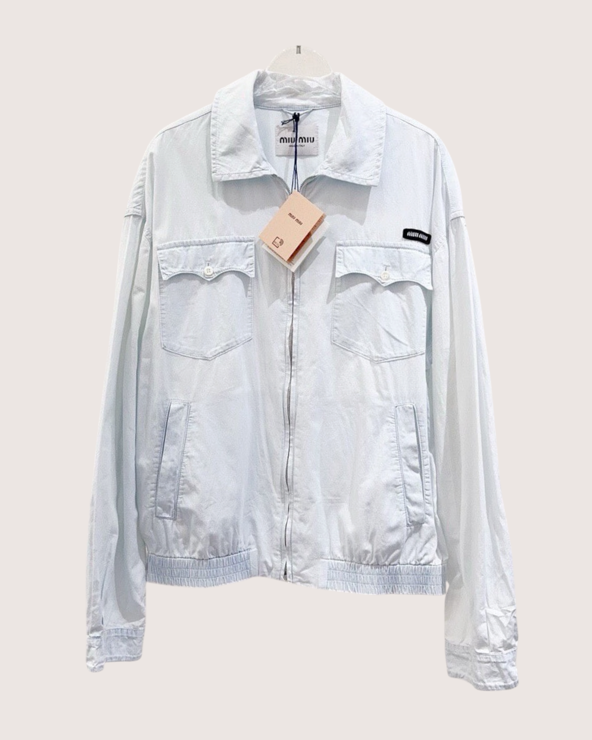 Miu Miu Logo-Patch Denim Blouson Jacket Blue IT 38