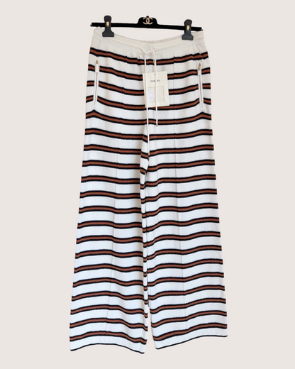 Chanel 26C Striped Wide-Leg Trousers White, Black, Orange FR 38