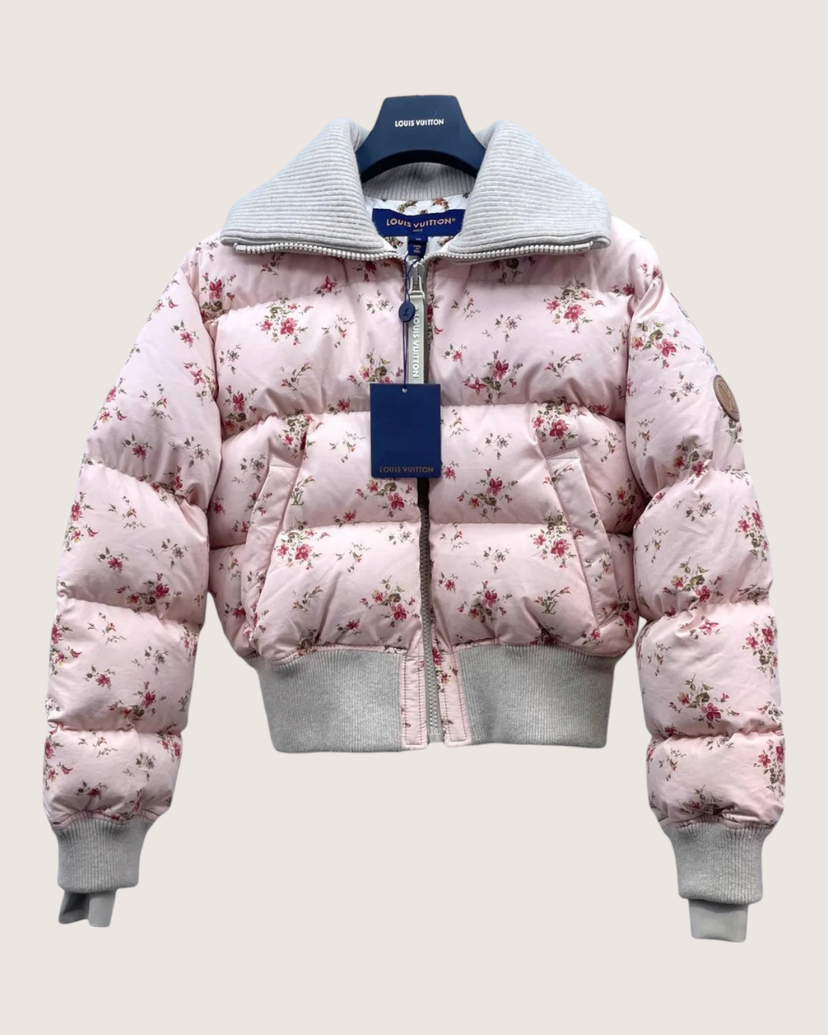 Louis Vuitton Floral Down Jacket Pink FR 36