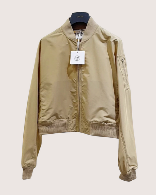 Hermès Cropped Zip-Up Jacket Beige/Ecru FR 38