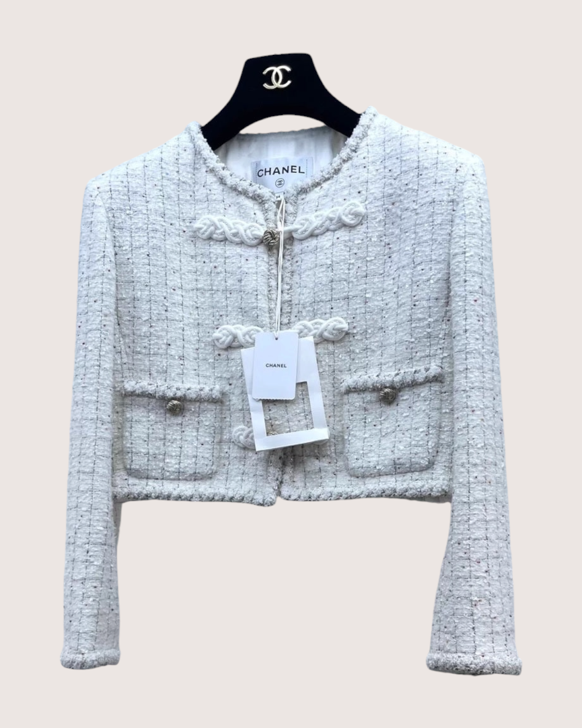 Chanel 25A Tweed Jacket White FR 34