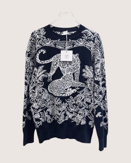 Hermès Jungle Leopard Sweater Black, White FR 36